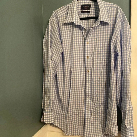 Charles Tyrwhitt weekend men’s XXL blue/white gingham button up - like new - Picture 1 of 6